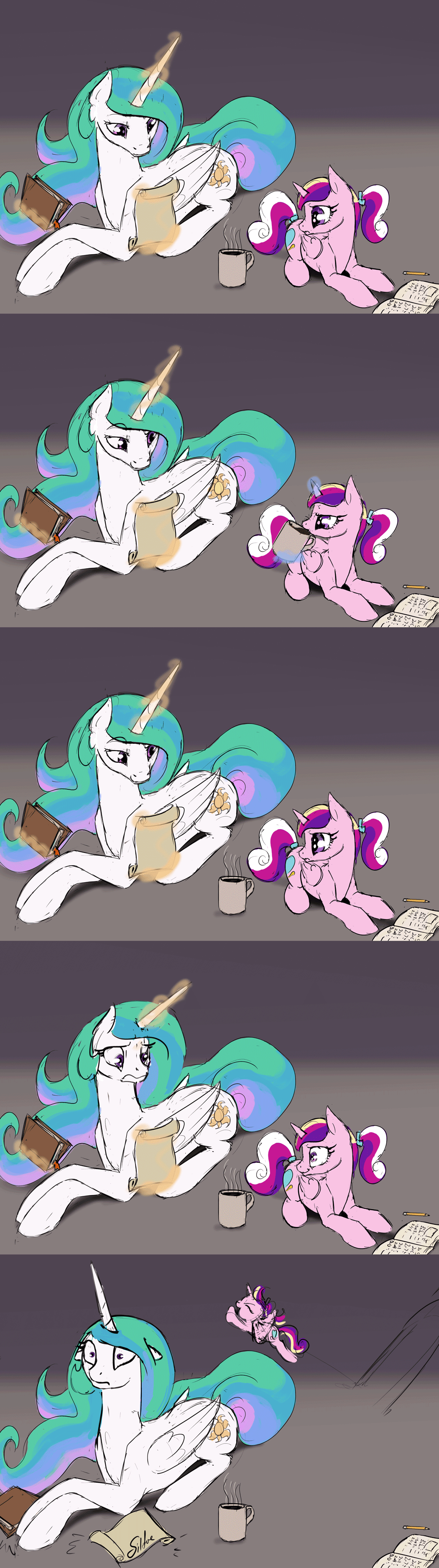 2015 animated coffee equine female feral friendship_is_magic horn mammal my_little_pony princess_cadance_(mlp) princess_celestia_(mlp) silfoe winged_unicorn wings