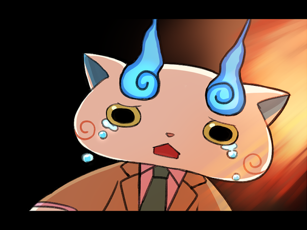 crying crying_with_eyes_open formal komasan letterboxed necktie no_humans open_mouth solo suit taiyou_ni_hoeru_zura tears upper_body youkai youkai_watch