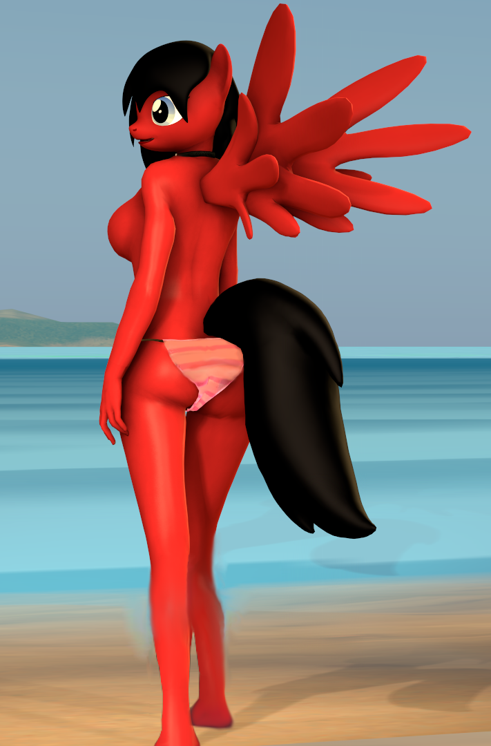 2015 3d anthro anthrofied big_breasts bikini breasts cgi clothed clothing equine female flaming_romance_(mlp) friendship_is_magic fur generalthunderbat hair half-dressed horse long_hair mammal mlp_anthro mlpr34 my_little_pony open_mouth pegasus pinup pony pose r34 seaside smile solo source_filmmaker standing swimsuit thunderbat topless underwear water wings