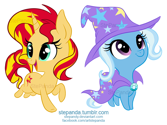 2015 alpha_channel cute equestria_girls equine female feral friendship_is_magic horn mammal my_little_pony smile stepandy sunset_shimmer_(eg) trixie_(mlp) unicorn