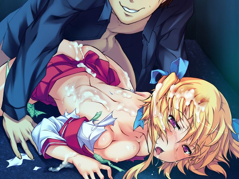1boy 1girl aftersex ass blonde_hair blush breasts clothed_sex crying doggystyle drooling from_behind hair_pull haruse_ayaka long_hair nipples panties panties_around_leg play!_play!_play! rape rape!_rape!_rape! rough_sex saliva school_uniform sex sweat tears tongue_out top-down_bottom-up torn_clothes underwear wazakita