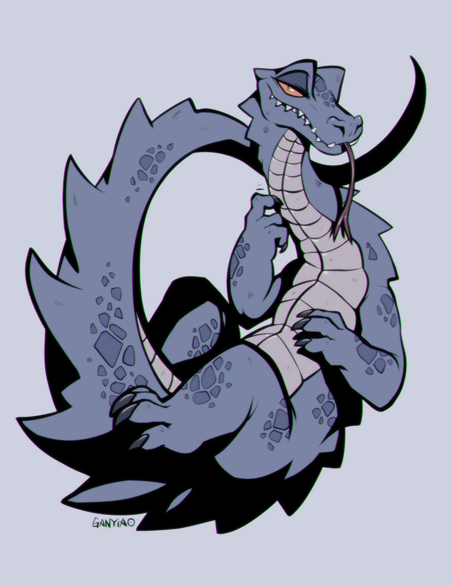2019 ambiguous_gender blue_scales claws crocodilian falvie forked_tongue grey_background half-closed_eyes hybrid komodo_dragon lizard monitor_lizard reptile scales scalie semi-anthro sharp_teeth simple_background solo teeth tongue