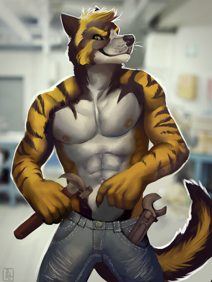 abs anthro biceps canine littlefreckles male mammal muscles nipples pecs tools