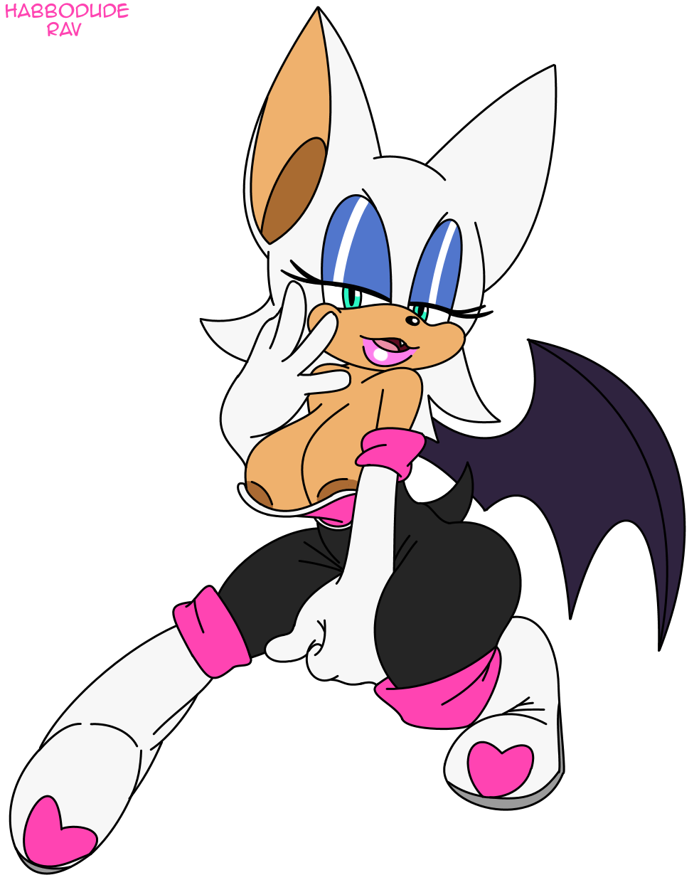 2015 anthro areola bat big_breasts breasts cleavage clothed clothing female habbodude looking_at_viewer mammal nipple_slip ravnic rouge_the_bat sega smile sonic_(series)