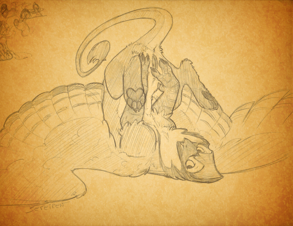 2014 anus avian feral gryphon hindpaw paws pussy sefeiren sketch solo tess upside_down