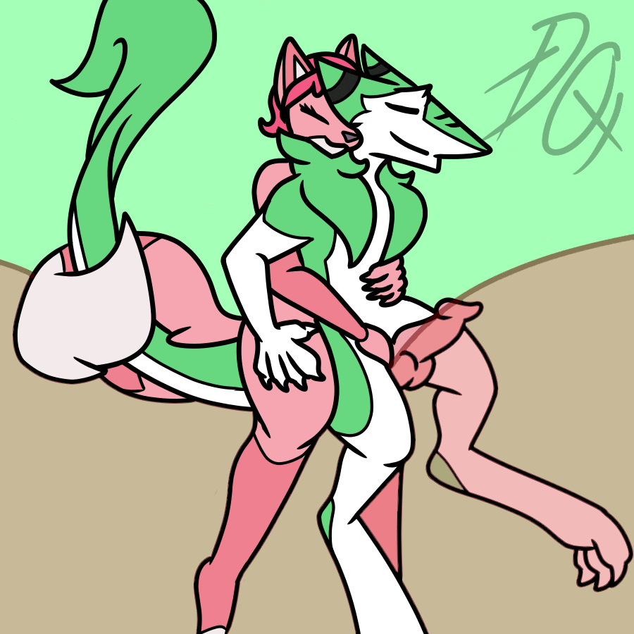 2019 2d_animation ambiguous_gender animated balloon balls bouncing canine claws deadxqueen duo eyelashes holding_(disambiguation) male male/ambiguous mammal penis sergal smile tail_wraps wolf wraps