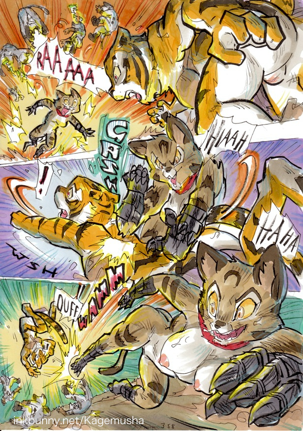 anthro areola better_late_than_never big_breasts breasts comic daigaijin erect_nipples feline female kung_fu_panda mammal master_tigress mei_ling nipples pussy tiger