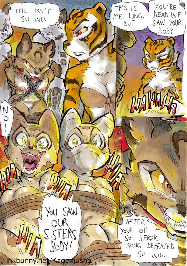 anthro areola better_late_than_never big_breasts breasts comic daigaijin english_text erect_nipples feline female kung_fu_panda ladies_of_the_shade mammal master_tigress mei_ling nipples pussy text tiger