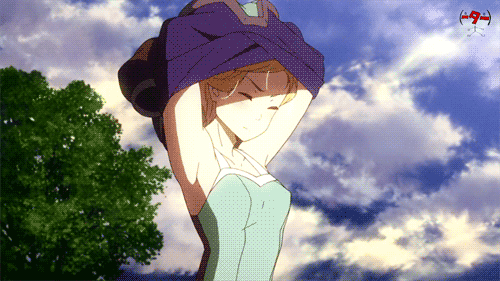 1girl animated animated_gif blonde_hair character_request green_eyes power_plant_no.33 solo source_request