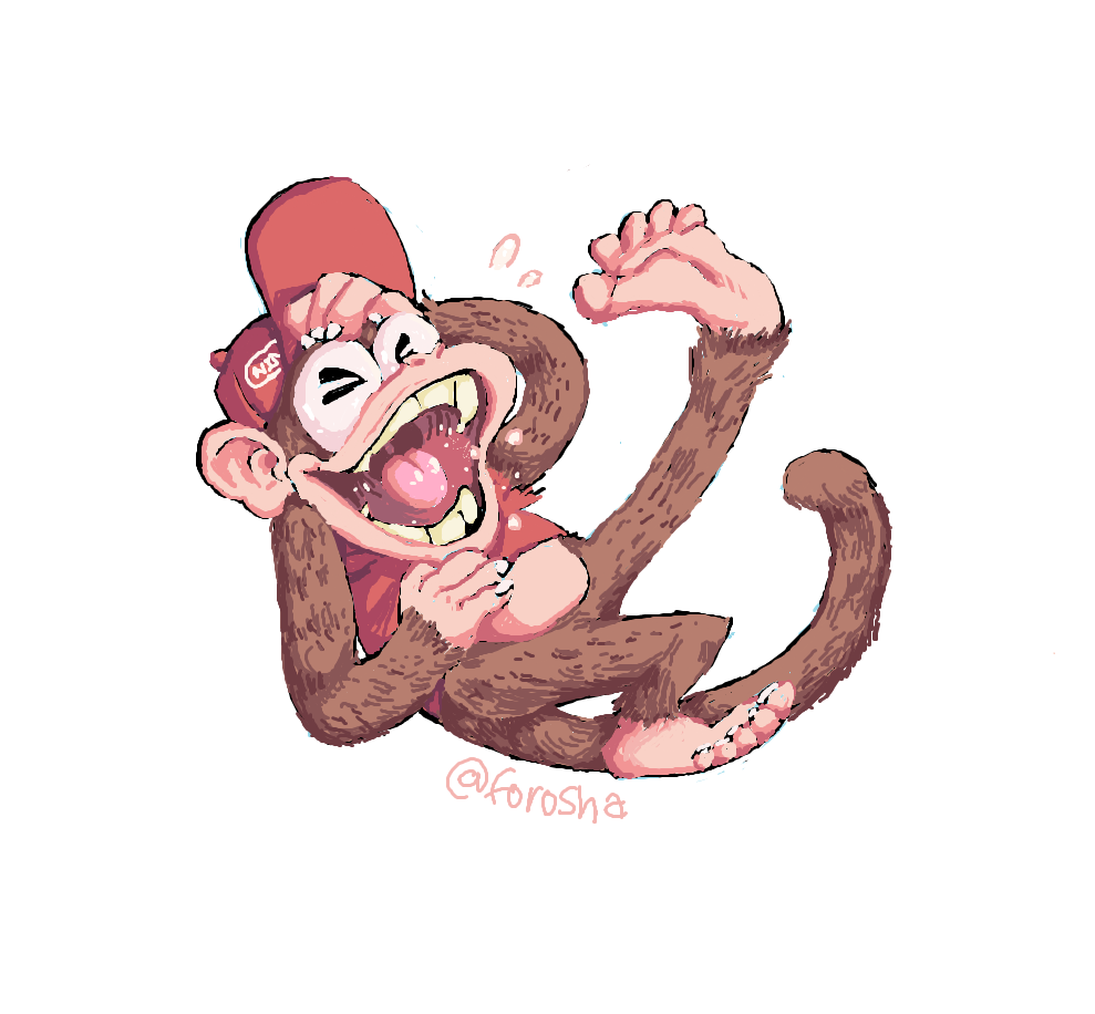 brown_fur diddy_kong donkey_kong_(series) forosha fur hat male mammal monkey nintendo primate solo video_games