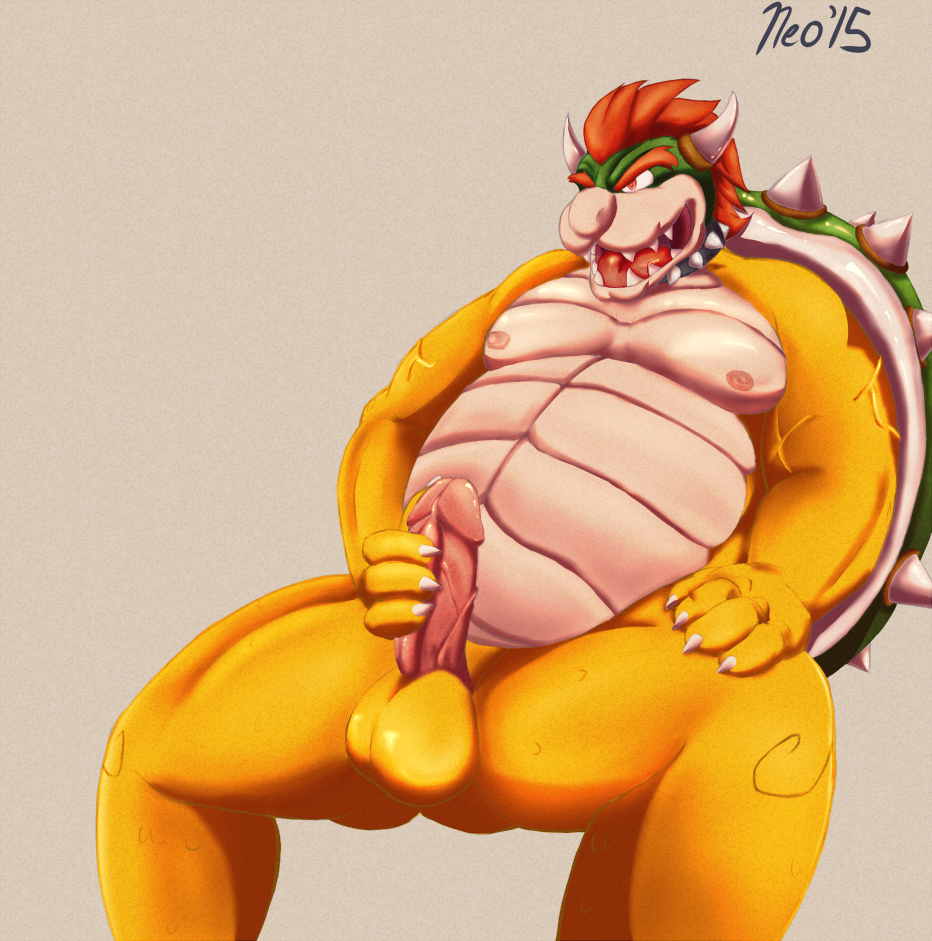 anthro areola balls biceps bowser claws collar dragon erection hair horn king koopa male mario_bros muscles neokandra nintendo nipples nude open_mouth pecs penis penis_grab reptile royalty scalie sharp_claws sharp_teeth shell short_hair sitting smile solo spikes spread_legs spreading teeth thick_penis tongue turtle vein veiny_penis video_games