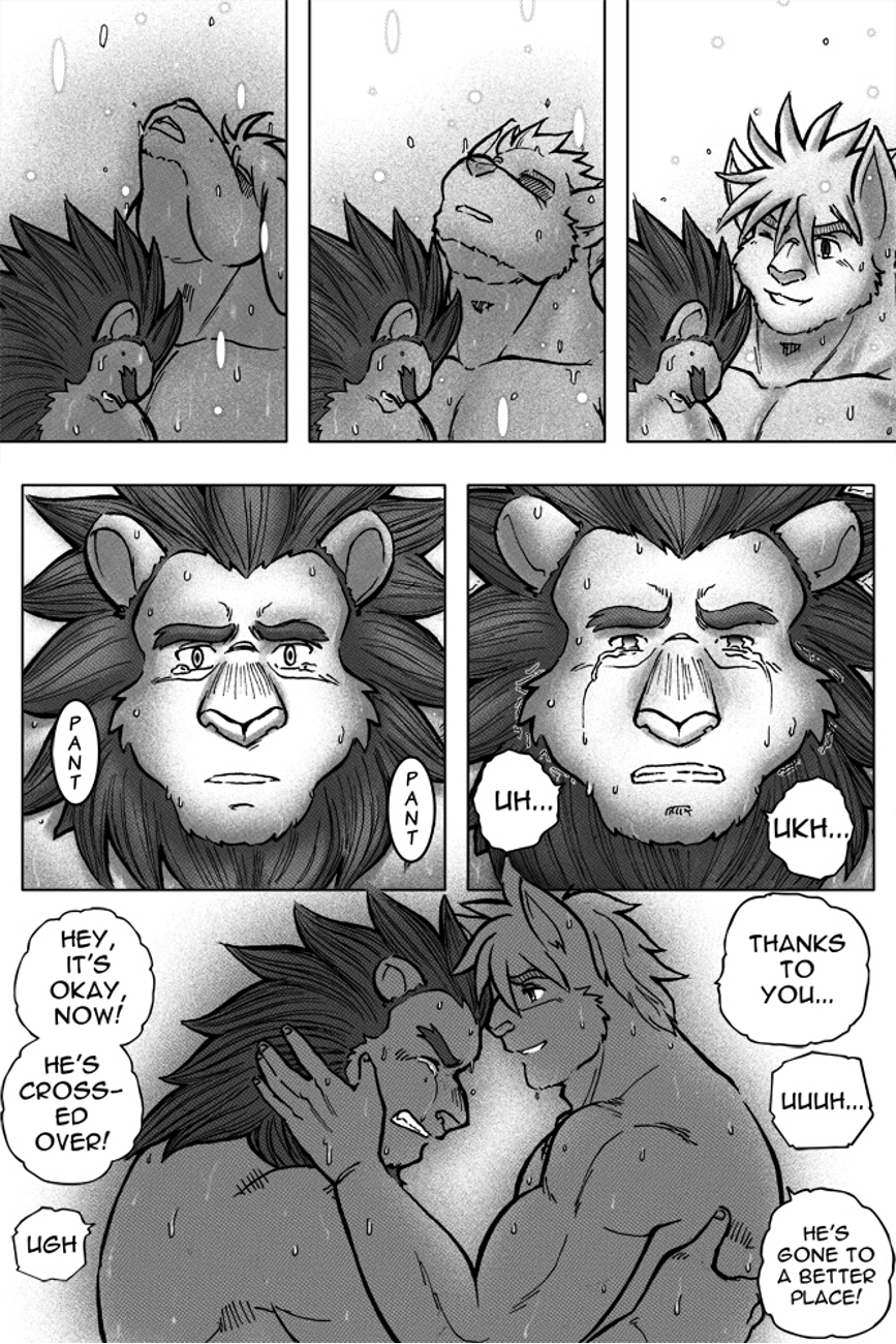 biceps big_muscles catalyst comic crying feline glowing lion male male/male mammal muscles ryuu_majin spirit tears