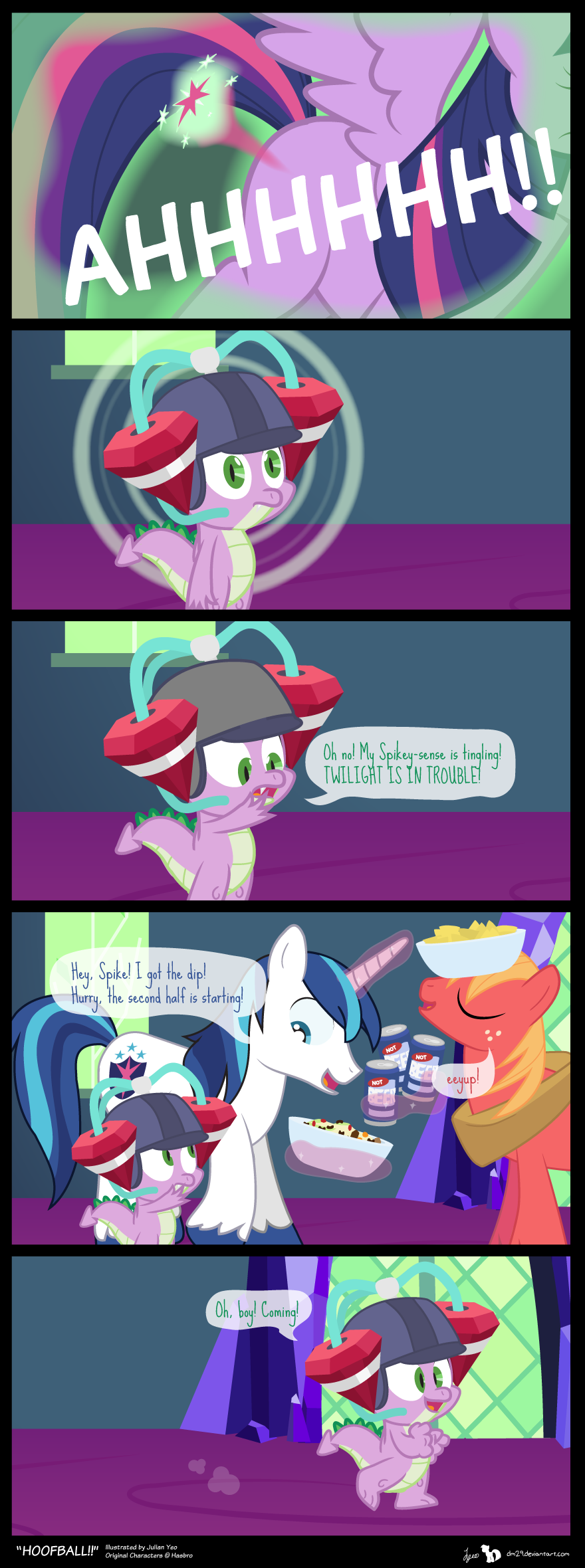 2015 big_macintosh_(mlp) bowl can chips comic cutie_mark dialogue dm29 dragon english_text equine female friendship_is_magic glowing helmet horn horse magic male mammal my_little_pony not_beer pony shining_armor_(mlp) spike_(mlp) straw text twilight_sparkle_(mlp) unicorn winged_unicorn wings