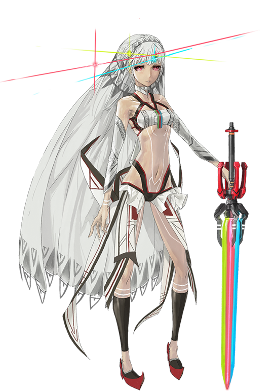 altera_(fate) bare_shoulders bodypaint collarbone dark_skin fate/grand_order fate_(series) full_body holding holding_sword holding_weapon huke long_hair navel official_art photon_ray pink_eyes silver_hair slender_waist solo sword transparent_background veil very_long_hair weapon