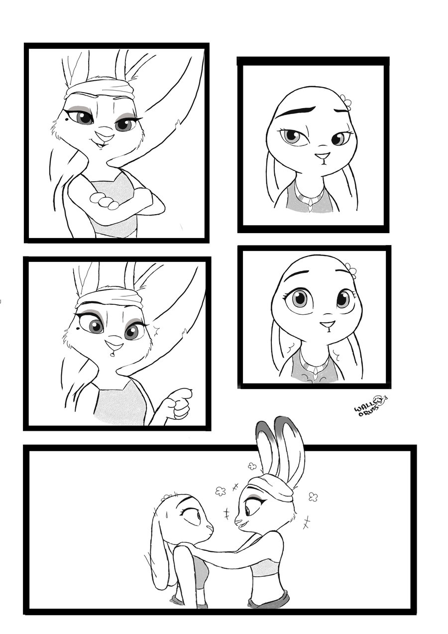 4_fingers beauty_mark clothing crop_top dipstick_ears disney duo ears_down excited fan_character female frown jewelry judy_hopps lagomorph mammal necklace pointing rabbit shirt smile surprise tribal walloruss zootopia