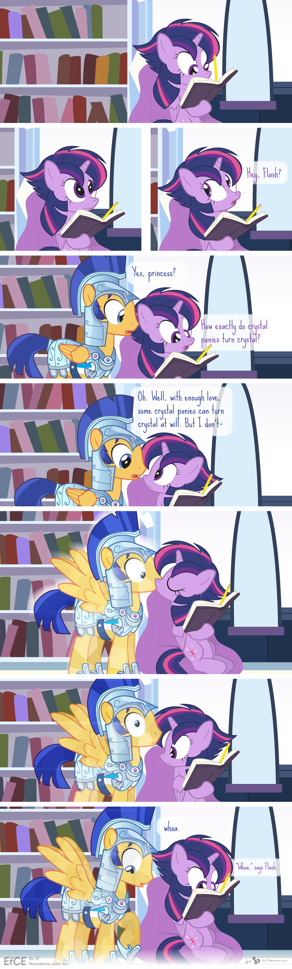 2015 armor bookshelf chair crystal crystal_pony_(mlp) dialogue dm29 english_text equine female flash_sentry_(mlp) friendship_is_magic galea horn inside kissing male male/female mammal my_little_pony pegasus pencil reading sitting text twilight_sparkle_(mlp) wing_boner winged_unicorn wings