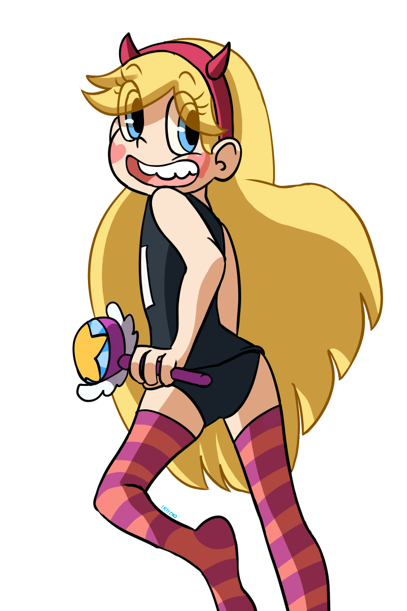 1girl blonde_hair blue_eyes blush lkll long_hair looking_at_viewer school_swimsuit star_butterfly star_vs_the_forces_of_evil swimsuit