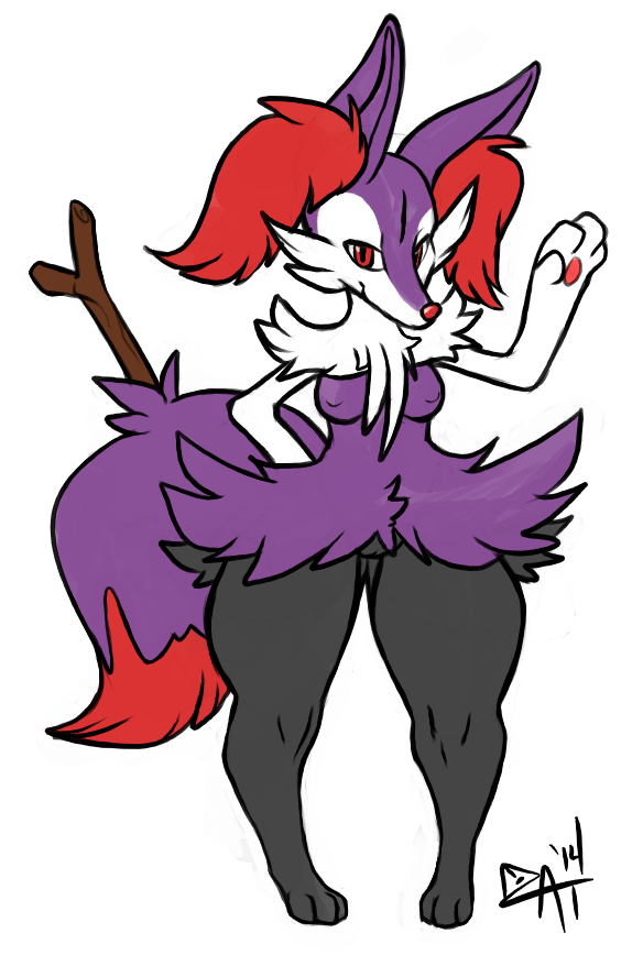 braixen breasts canine cautioncat female fox inner_ear_fluff long_tail looking_at_viewer mammal nintendo pok&eacute;mon solo video_games wide_hips