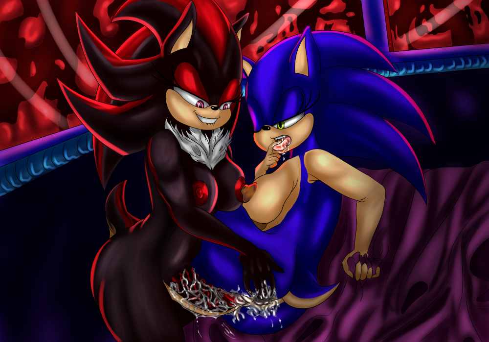 anus breasts crossgender cum dickgirl duo female hhrlieth intersex nipples pussy pussy_juice saliva shadow_the_hedgehog sonic_(series) sonic_the_hedgehog