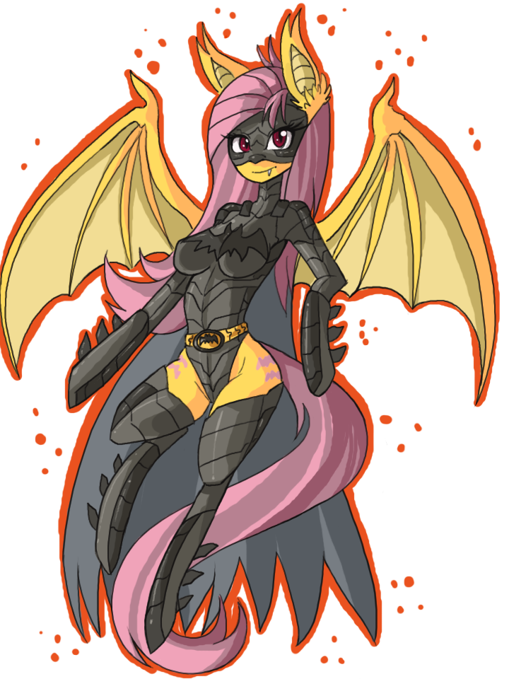 2015 alpha_channel anthro anthrofied armor bat batman batman_(series) belt breasts cape clothed clothing crossover cutie_mark equine female flutterbat_(mlp) fluttershy_(mlp) friendship_is_magic fur hair horse hybrid legwear long_hair looking_at_viewer mammal mask my_little_pony pegasus pink_fur pink_hair plain_background pony raptor007 red_eyes skimpy solo teeth transparent_background unconvincing_armor wings yellow_fur