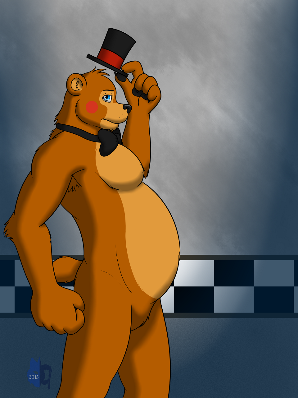 bear bleuxwolf blue_eyes bow_tie five_nights_at_freddy's five_nights_at_freddy's_2 hat mammal muscles pecs solo top_hat toy_freddy_(fnaf) video_games