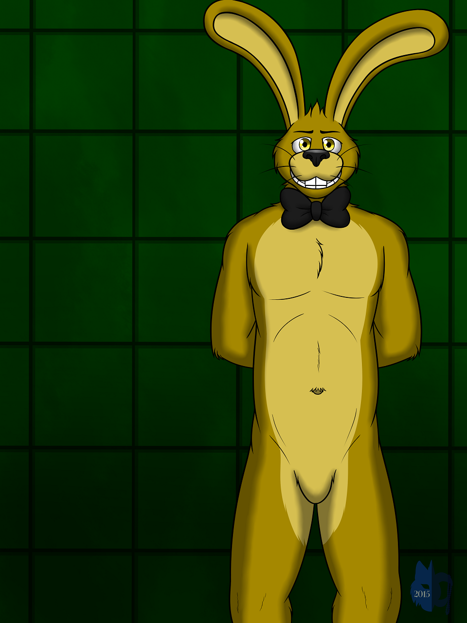 bleuxwolf bow_tie chest_tuft five_nights_at_freddy's five_nights_at_freddy's_3 fur lagomorph mammal muscles pecs rabbit solo springtrap_(fnaf) tuft video_games yellow_eyes