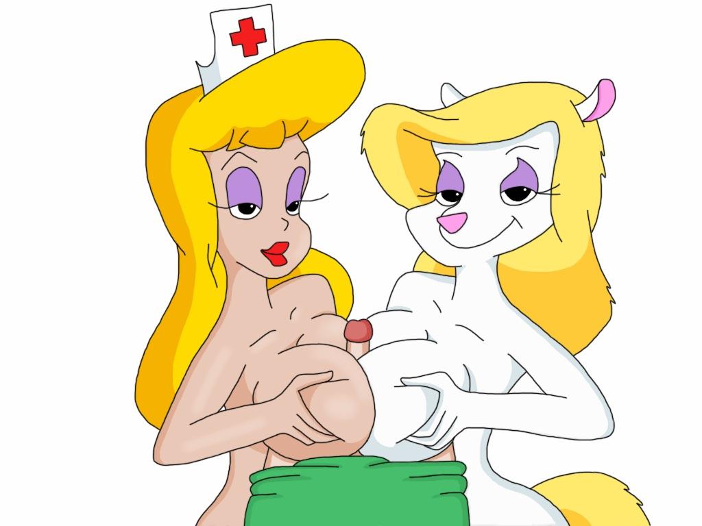 animaniacs breast_grab breast_squeeze breasts double_titfuck erection female first_person_view hello_nurse lipstick looking_at_viewer mammal minerva_mink mink mustelid nude penis sex titfuck unknown_artist