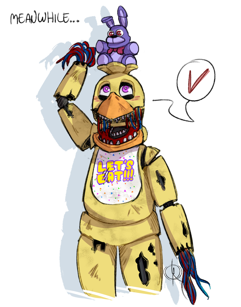 animatronic blush bonnie_(fnaf) chica_(fnaf) five_nights_at_freddy's five_nights_at_freddy's_2 machine mechanical plushie robot unknown_artist video_games wires