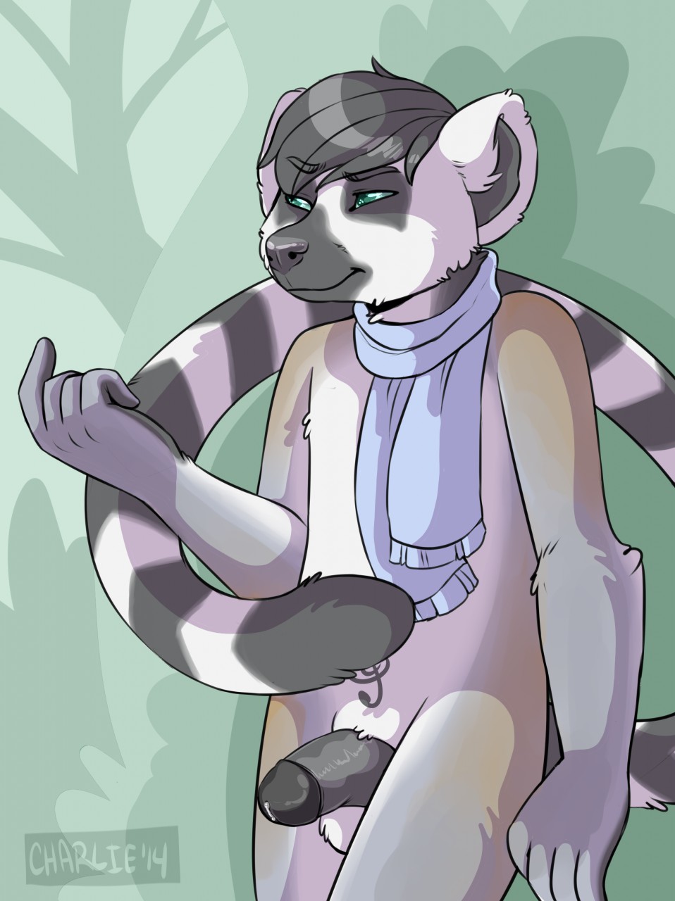 aroused erection hand-feet invalid_tag lemur mammal namba penis pinup pose precum primate ringtail ringtailed-lemur scarf subdivisions waiting