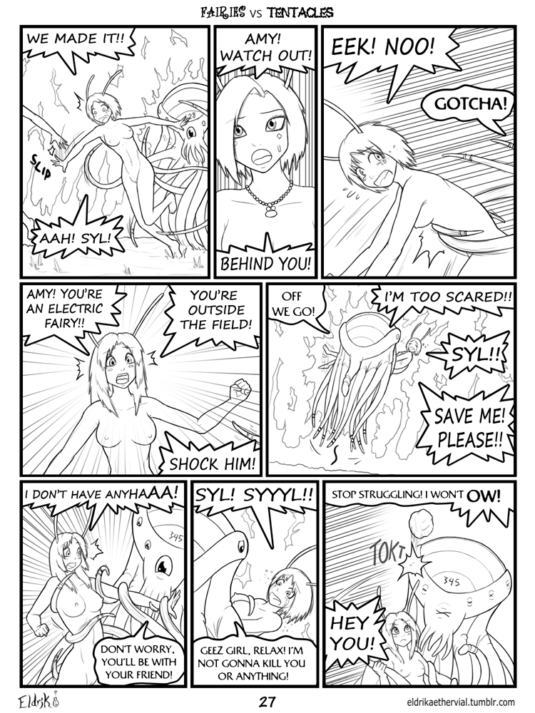 bobbydando breasts comic fairies_vs_tentacles fairy fantasy hair long_hair nihallaks_(species) nipples nude pussy short_hair tentacles