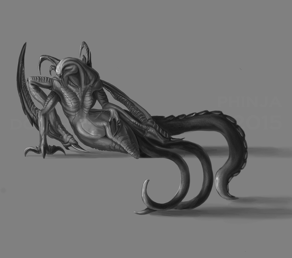 alien black_and_white dolphinwarrior evolve female monochrome pose wraith