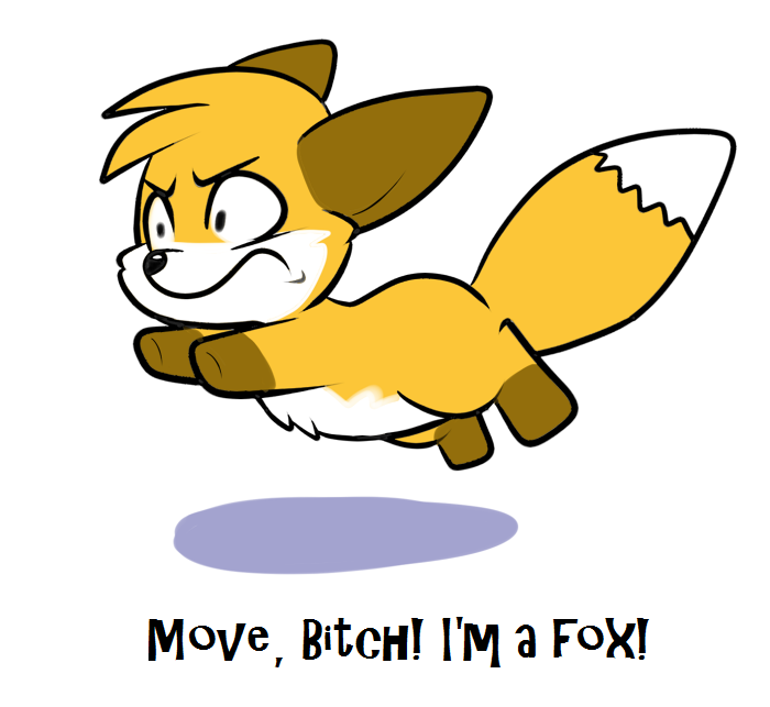 ambiguous_gender angry canine chibi cute fox humor mammal running serious technicolorpie