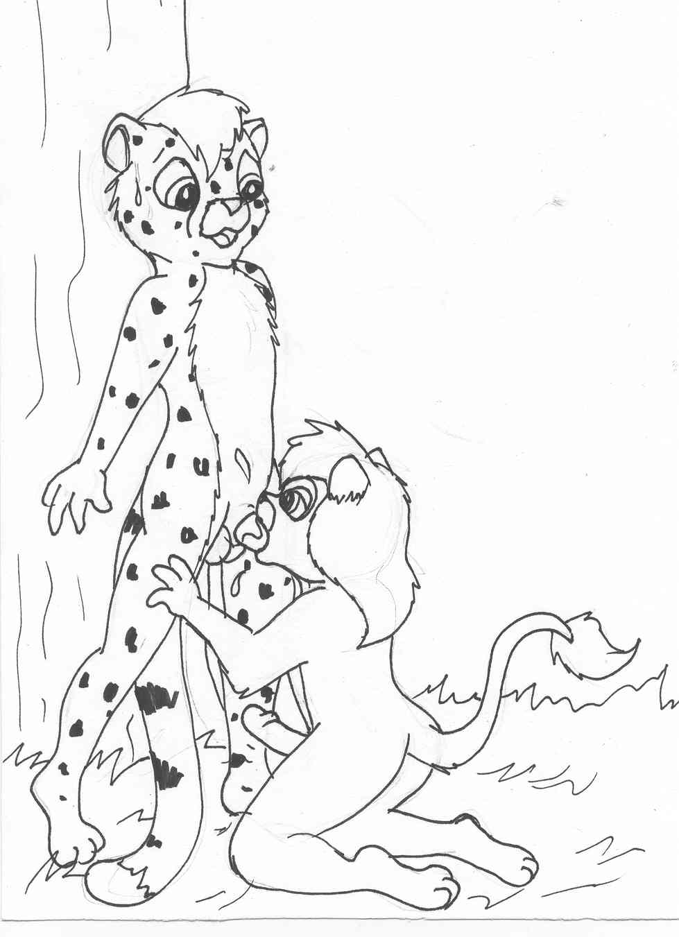 balls cheetah feline lion male male/male mammal mike_sherman oral penis