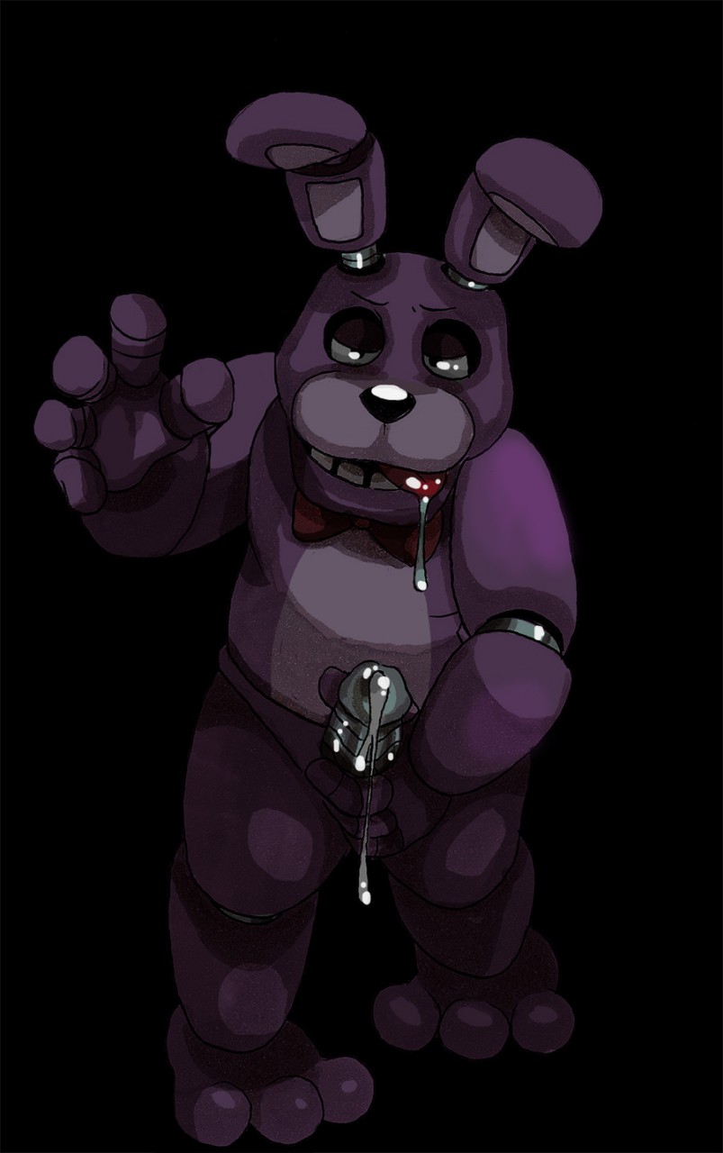 2015 animatronic bonnie_(fnaf) bow_tie cum drooling erection five_nights_at_freddy's glitter-trap-boy lagomorph machine male mammal mechanical open_mouth penis plain_background rabbit robot saliva solo tongue tongue_out video_games