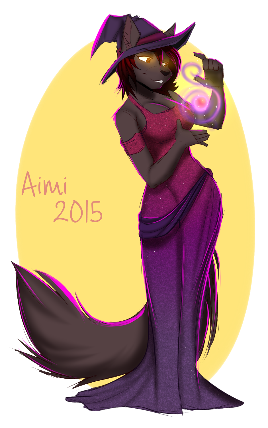 2015 aimi anthro breasts cat feline glowing glowing_eyes hat magic mammal