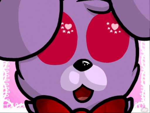 2015 animatronic bonnie_(fnaf) bow bow_tie chibi cute five_nights_at_freddy's fur hare kjponymlp(kjhiravary) lagomorph machine mammal mechanical pink_eyes purple_fur red_eyes robot video_games