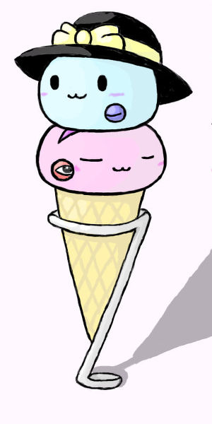 :3 blush cute digital_media_(artwork) duo eyes_closed female food hairband hat ice_cream koishi_komeiji satori satori_komeiji tagme third_eye touhou video_games