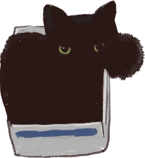 animal animal_focus black_cat box cat in_box in_container looking_at_viewer mossacannibalis no_humans original simple_background white_background