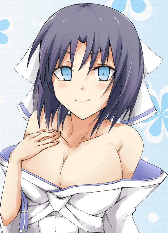 1girl akiteri blue_eyes breasts cleavage japanese_clothes large_breasts senran_kagura yumi_(senran_kagura)