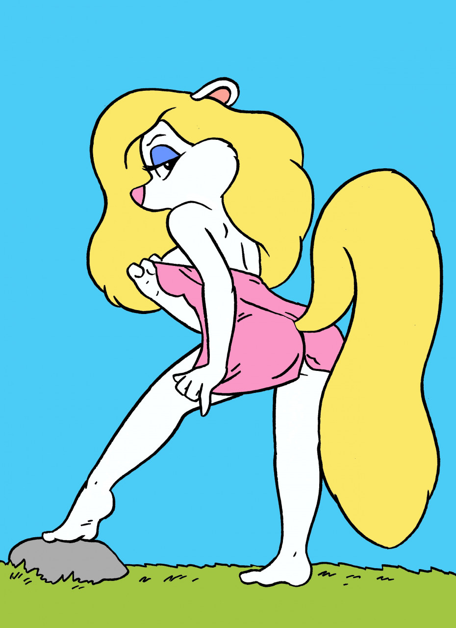 animaniacs anthro blonde_hair breasts butt female glancing_back hair hi_res looking_at_viewer looking_back looking_back_at_viewer mammal minerva_mink mink mustelid musteline rockbaker solo tail towel towel_only true_musteline warner_brothers