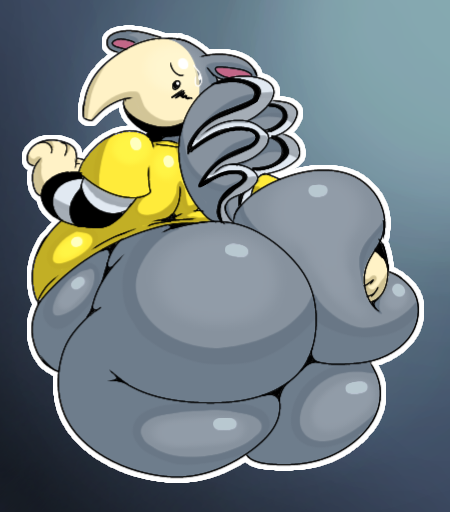 animal_crossing anteater anthro antonio_(animal_crossing) belly belly_squish big_belly big_butt blush blush_lines bodily_fluids butt butt_grab butt_squish clothing colored digital_drawing_(artwork) digital_media_(artwork) hand_on_butt huge_belly huge_butt looking_at_viewer looking_back looking_back_at_viewer male mammal nintendo pilosan shaded shirt sketch solo squish sweat thick_thighs topwear volfenf wide_hips xenarthran yellow_clothing yellow_shirt yellow_topwear