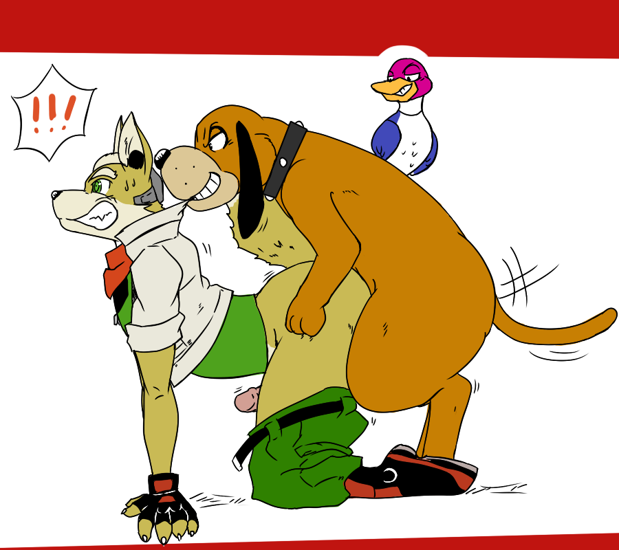 a-side anal avian bird butt canine dog dog_hunt duck erection fox fox_mccloud male male/male mammal nintendo penis star_fox video_games