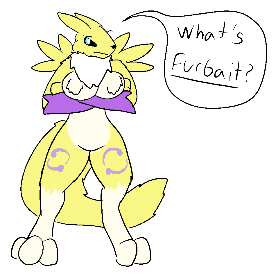 2015 anthro breasts canine dialogue digimon english_text female fox fur mammal naturally_censored nipple_tuft nude renamon solo text trout_(artist) tuft white_fur yellow_fur