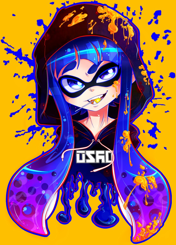 candy clothing colorful female hoodie ink inkling lollipop messy nintendo smile splatoon video_games