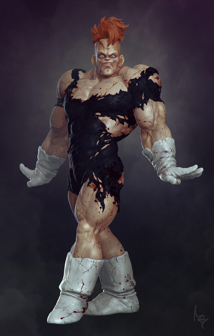 alien blood boots clothing dragon_ball dragon_ball_z footwear gloves hair humor looking_at_viewer male may_thamtarana muscles pose realistic recoome red_hair scar torn_clothing wounded