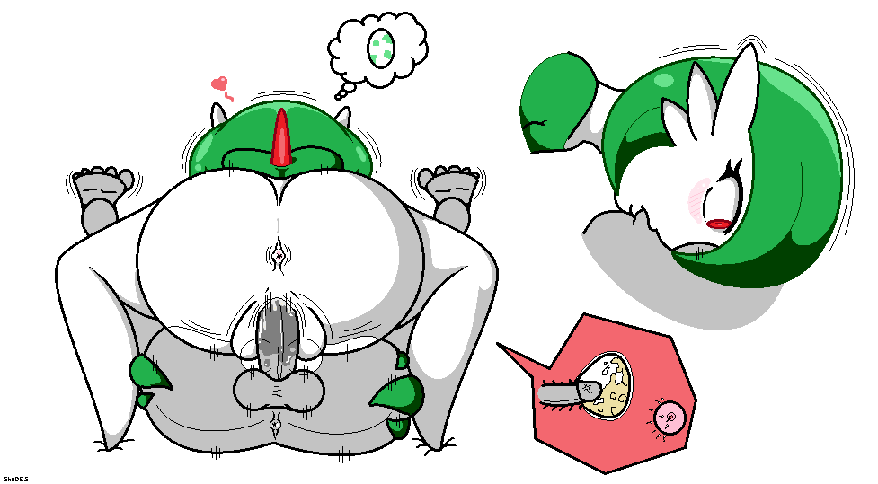 fertilize fucked_silly gardevoir green_hair impregnanted kissing mating_press pokemon red_eyes sex trainer