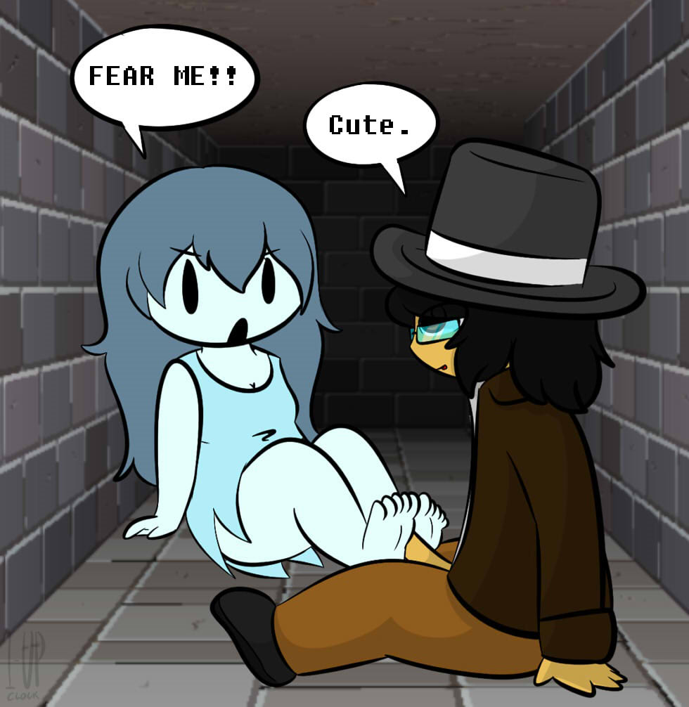 1-upclock blue_hair blue_skin duo english_text erection feet female foot_fetish footjob ghost hair human male male/female mammal penis plain_background spirit spooky spooky's_house_of_jump_scares spooky_(shojs) text video_games
