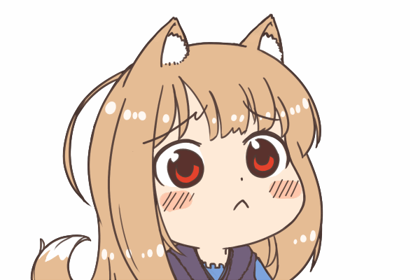 1girl animal_ears animated animated_gif black_row blush face female gyate_gyate holo long_hair red_eyes simple_background solo spice_and_wolf tail