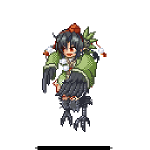 animated animated_gif black_hair crow_tengu exet feathered_wings feathers flapping full_body harpy hat idle_animation lowres monster_girl monster_girl_encyclopedia open_mouth pixel_art red_eyes skirt sprites tengu tokin_hat transparent_background wings