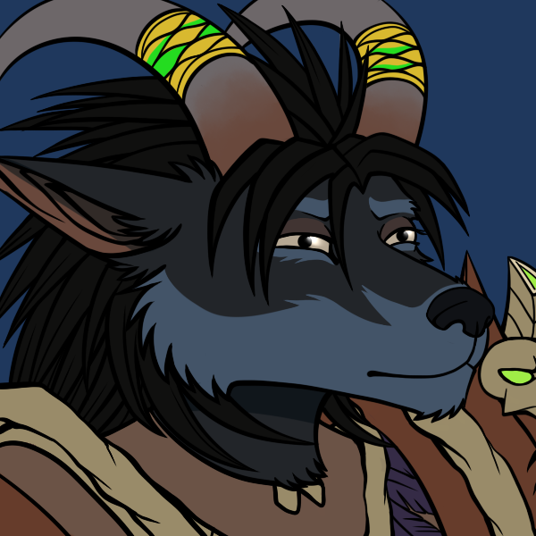2015 anthro armor black_hair black_nose blue_fur canine female fur hair horn horn_ring mammal paralee_(character) plain_background pointy_ears ratte reaction_image solo video_games warcraft were werewolf worgen